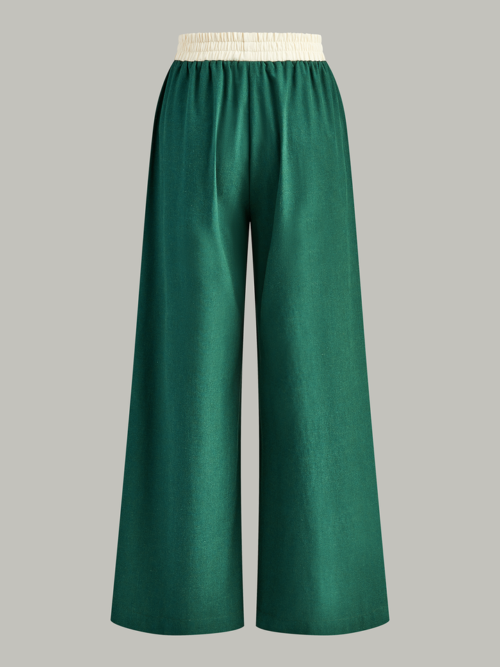Contrast Trim Crop Top und Hose mit weitem Bein Set