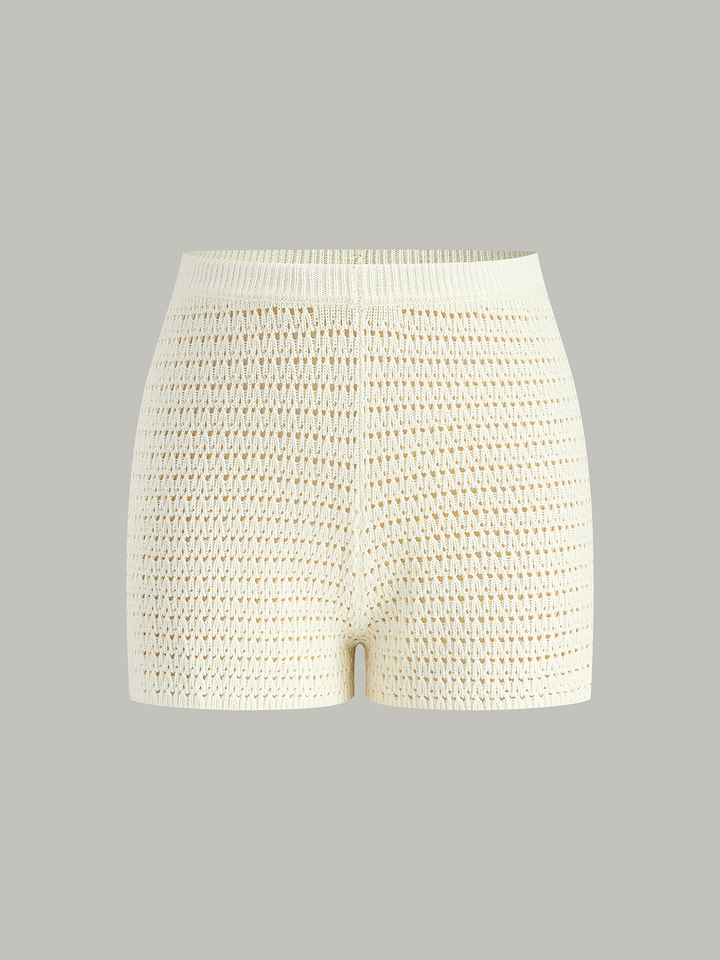 Halbtransparente gehäkelte Strickshorts