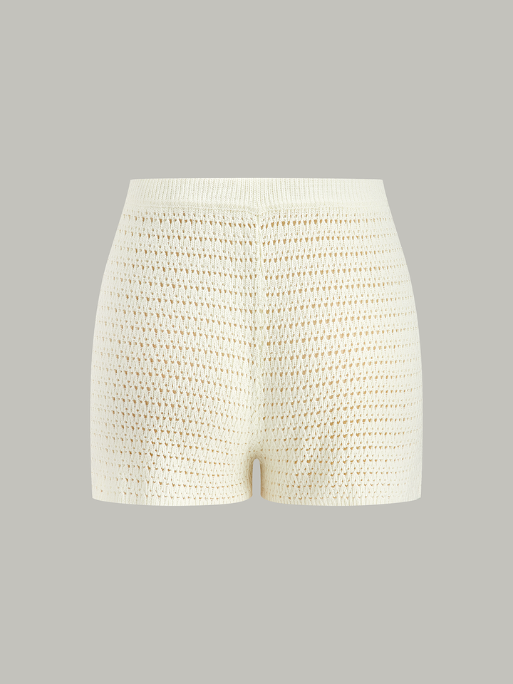 Halbtransparente gehäkelte Strickshorts