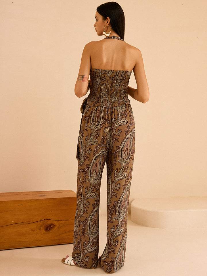 Paisley Print Neckholder-Oberteil und Hose Set