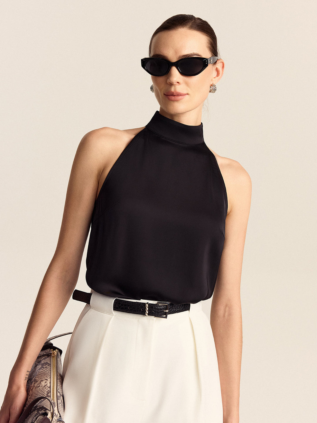 Satin-Top mit Neckholder