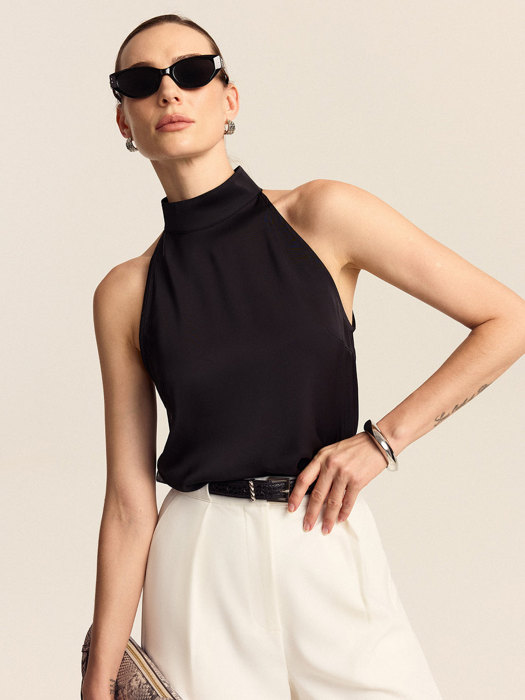 Satin-Top mit Neckholder
