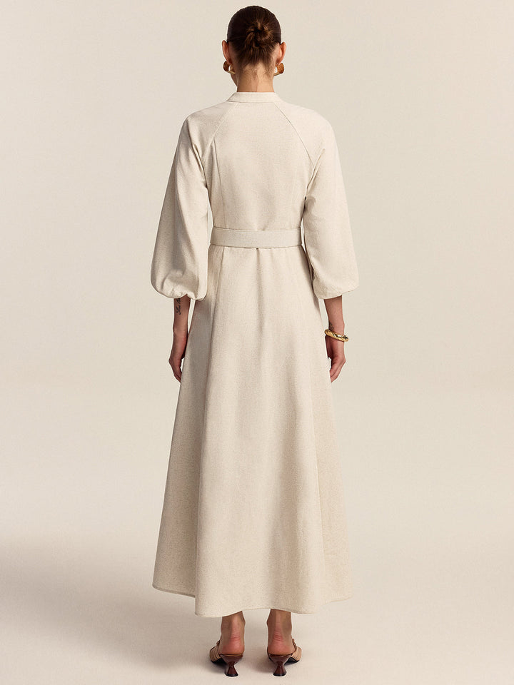 Gürtel Maxi-Kleid mit Knopfleiste