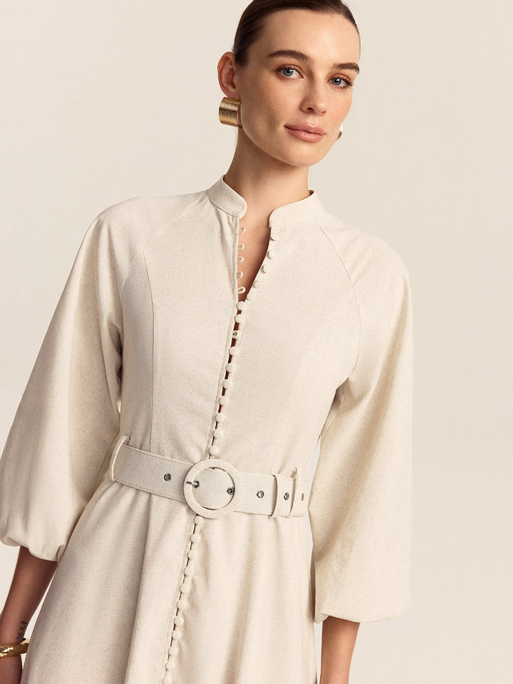 Gürtel Maxi-Kleid mit Knopfleiste
