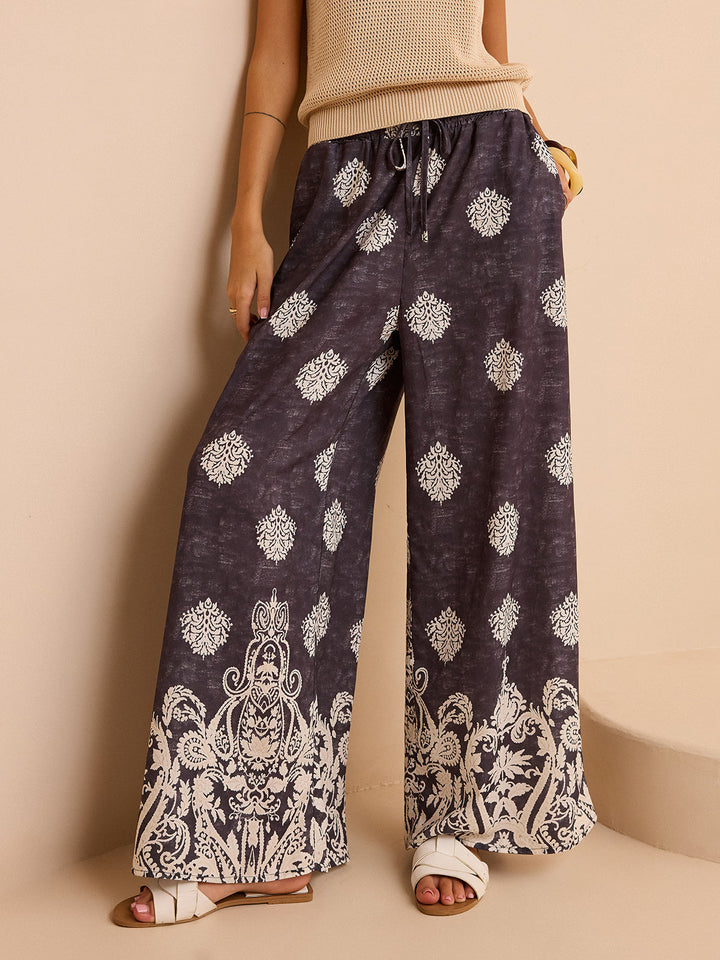 Bedruckte Hosen mit weitem Bein