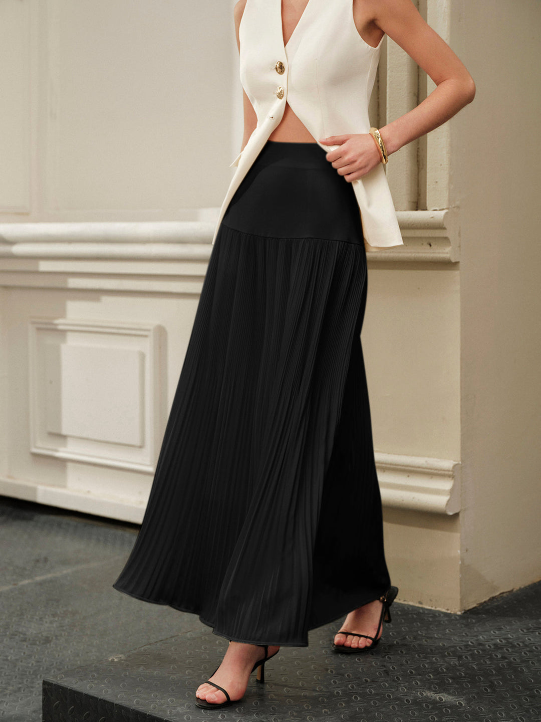Mid-Waist Plissierter Rock
