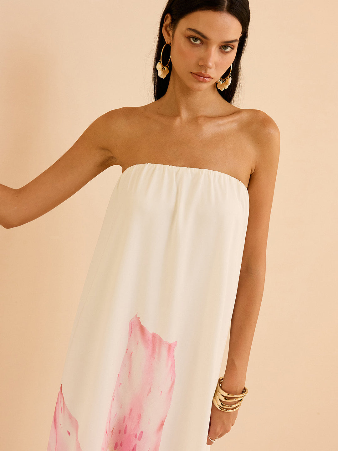 Ärmelloses Maxikleid mit Blumenprint