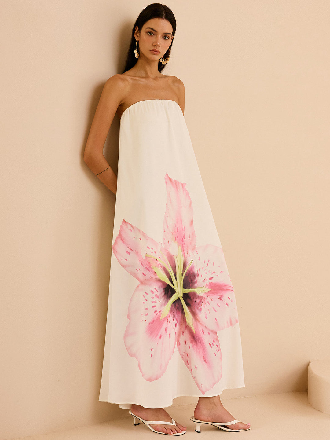 Ärmelloses Maxikleid mit Blumenprint