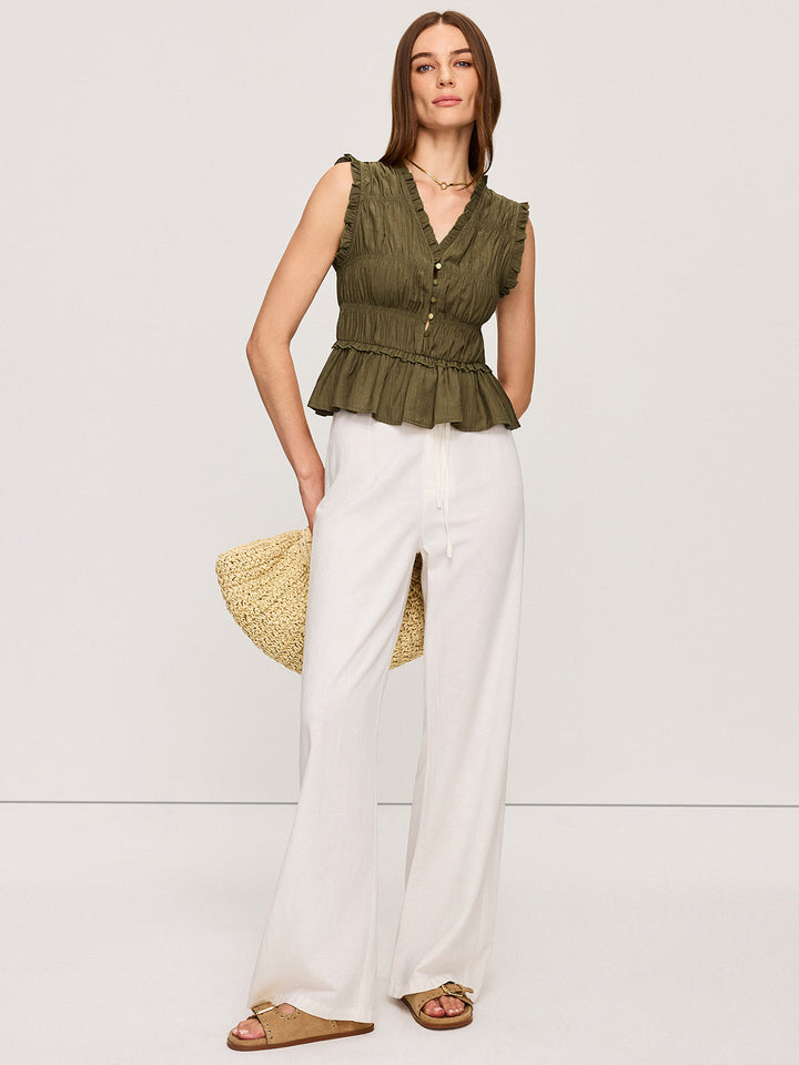 Raffleder V-Ausschnitt Peplum-Oberteil