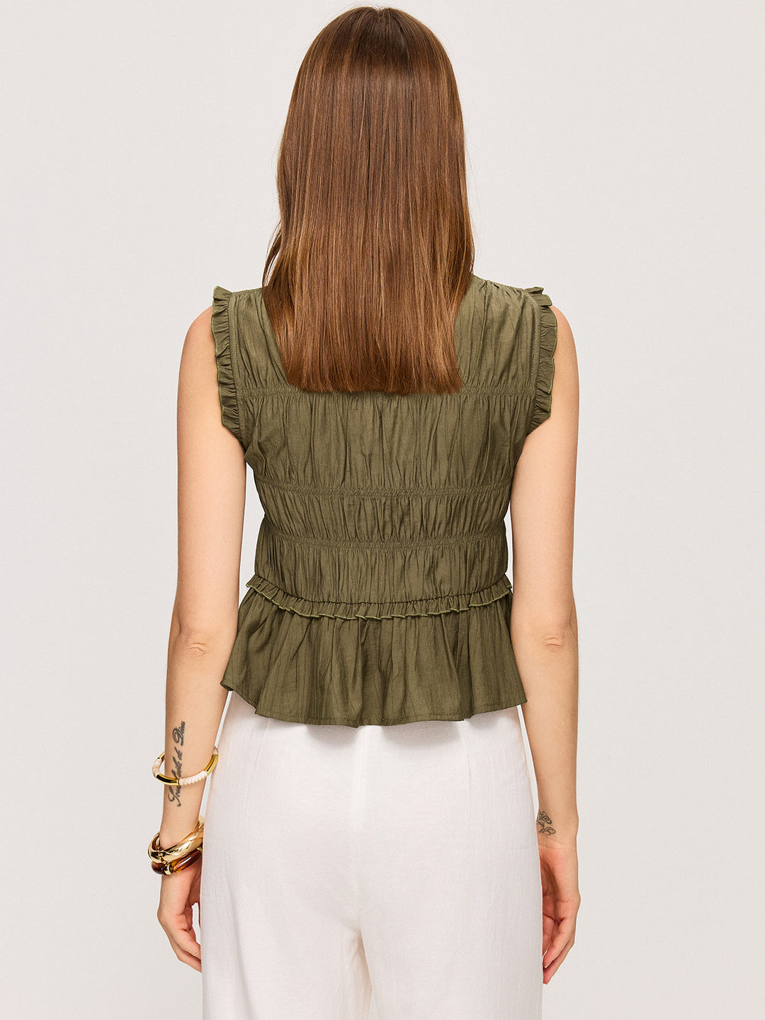 Raffleder V-Ausschnitt Peplum-Oberteil