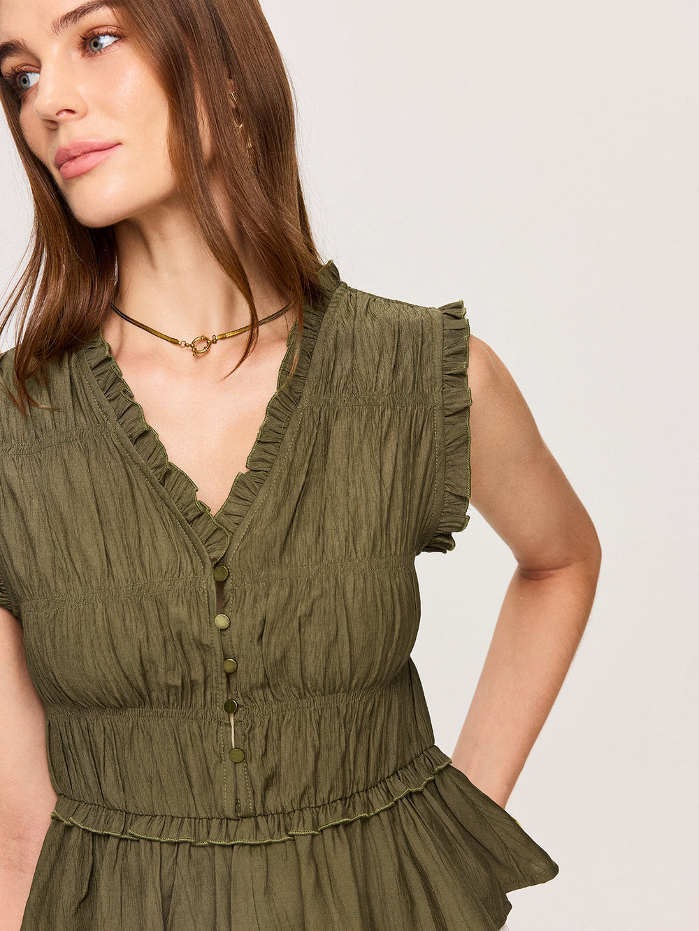 Raffleder V-Ausschnitt Peplum-Oberteil