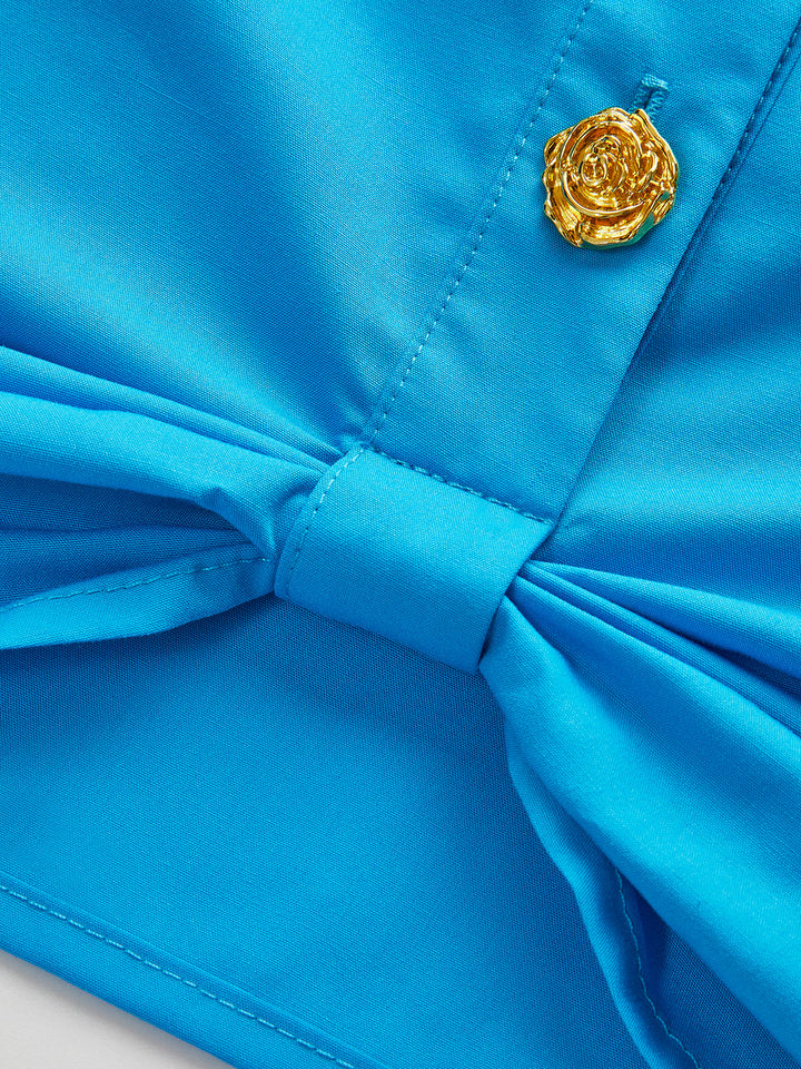 Taschenhemd mit Knopfleiste und Frontknoten
