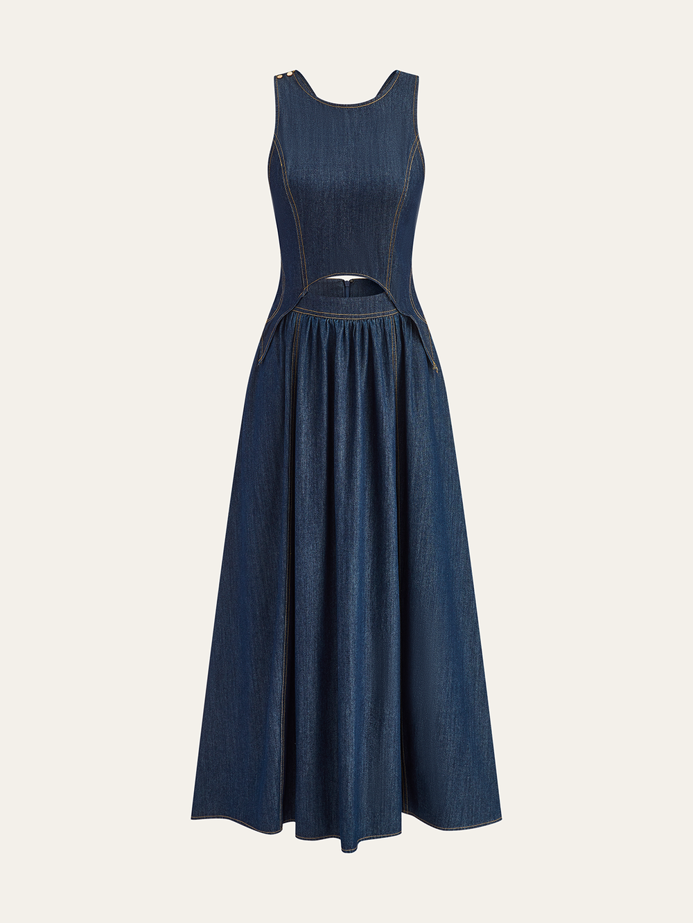 Denim Kleid Midi mit Cut-Out