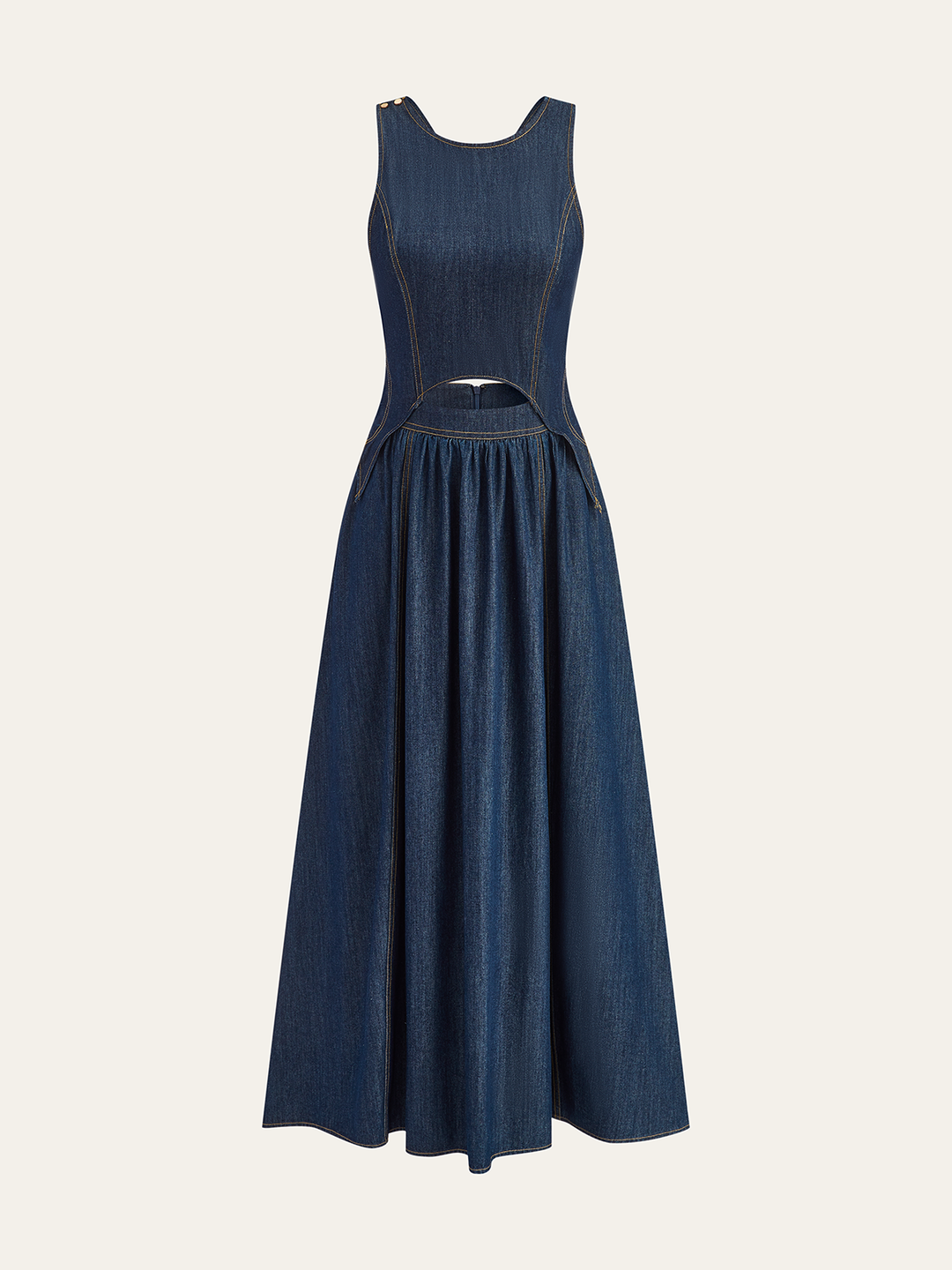 Denim Kleid Midi mit Cut-Out