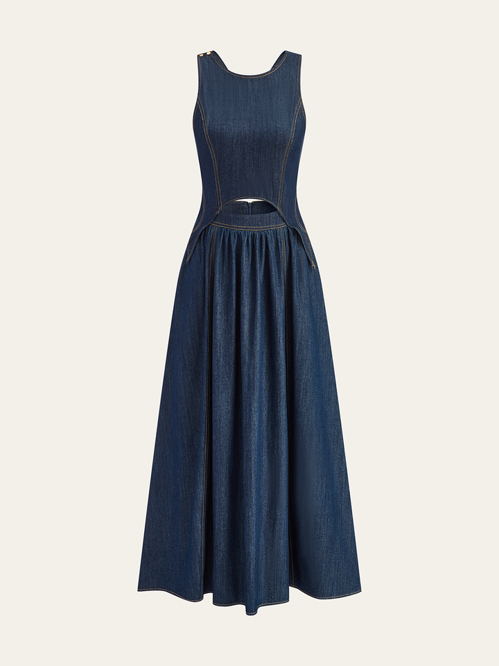 Denim Kleid Midi mit Cut-Out