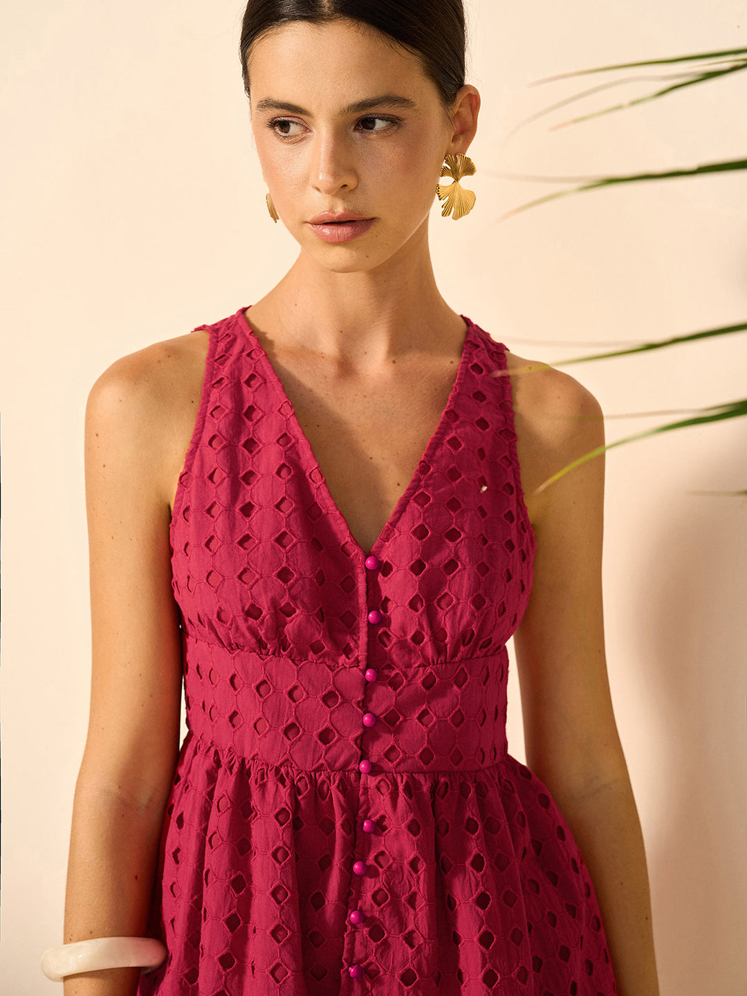 Eyelet Peplum-Oberteil mit Shorts-Set