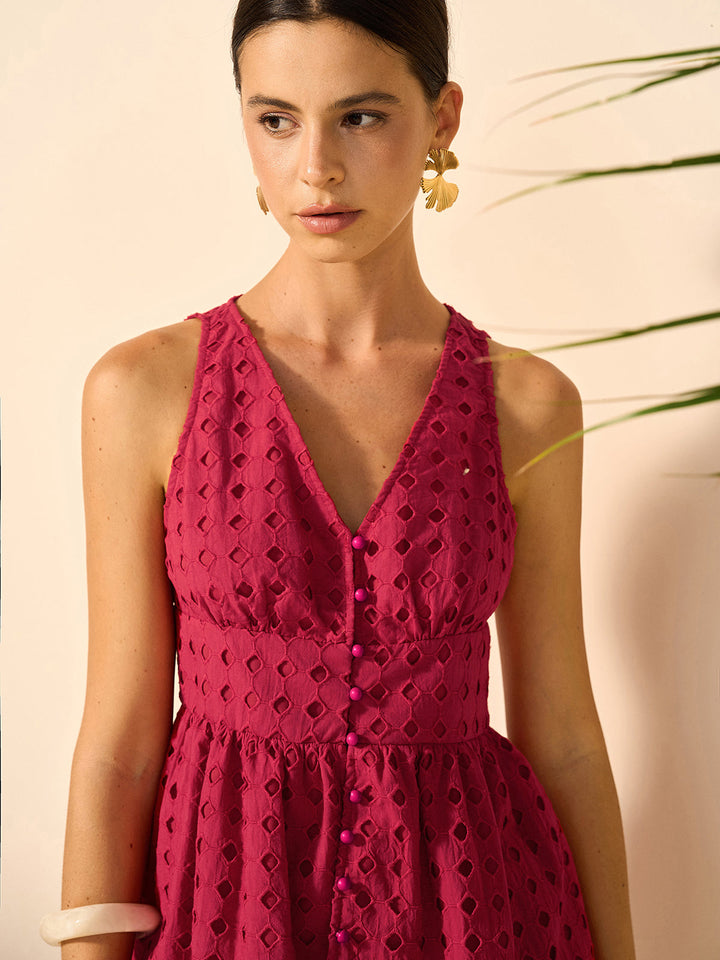Eyelet Peplum-Oberteil mit Shorts-Set