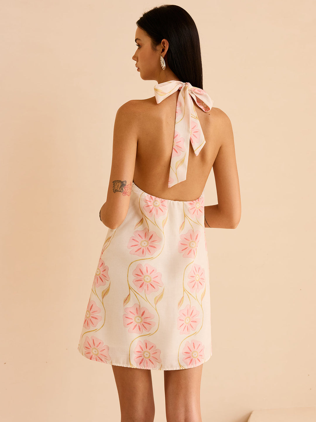 Halter-Ausschnitt Kleid mit Blumenmuster