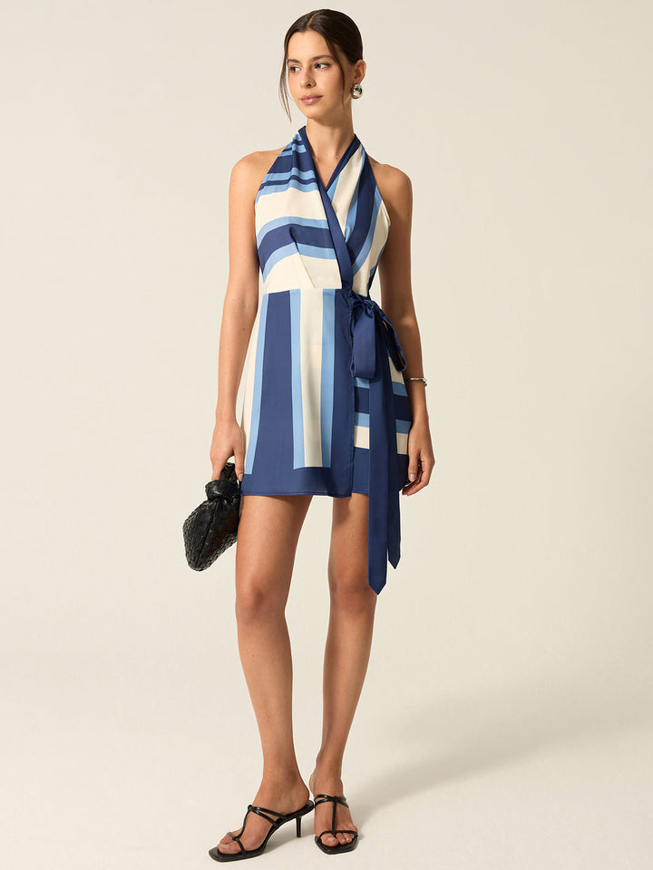 Gestreifte Neckholder-Minikleid