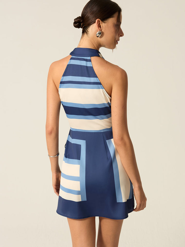 Gestreifte Neckholder-Minikleid