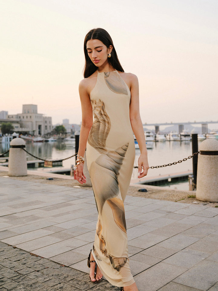 Mesh Kleid mit Neckholder und rückenfreiem Design