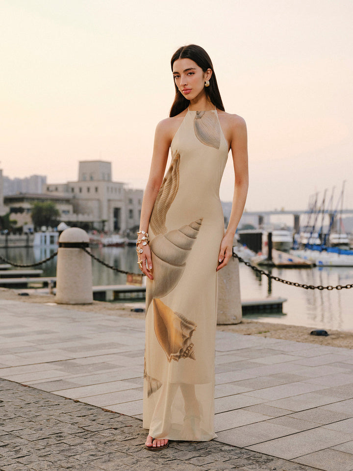 Mesh Kleid mit Neckholder und rückenfreiem Design