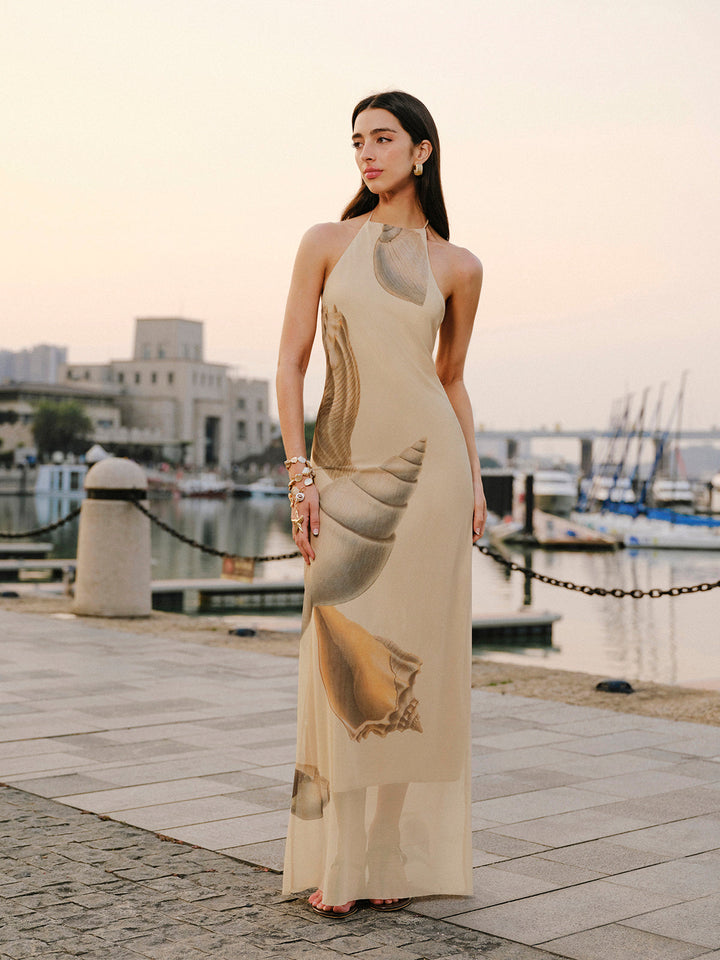 Mesh Kleid mit Neckholder und rückenfreiem Design