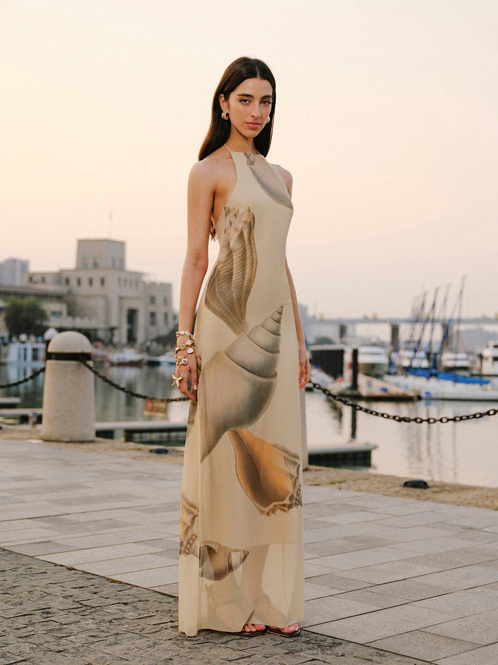 Mesh Kleid mit Neckholder und rückenfreiem Design