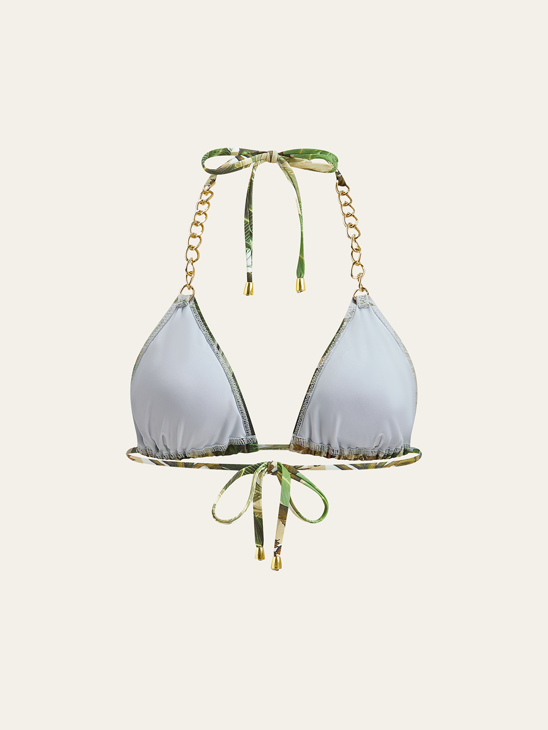 Bedruckte Ketten-Träger Triangel Bikini-Oberteil