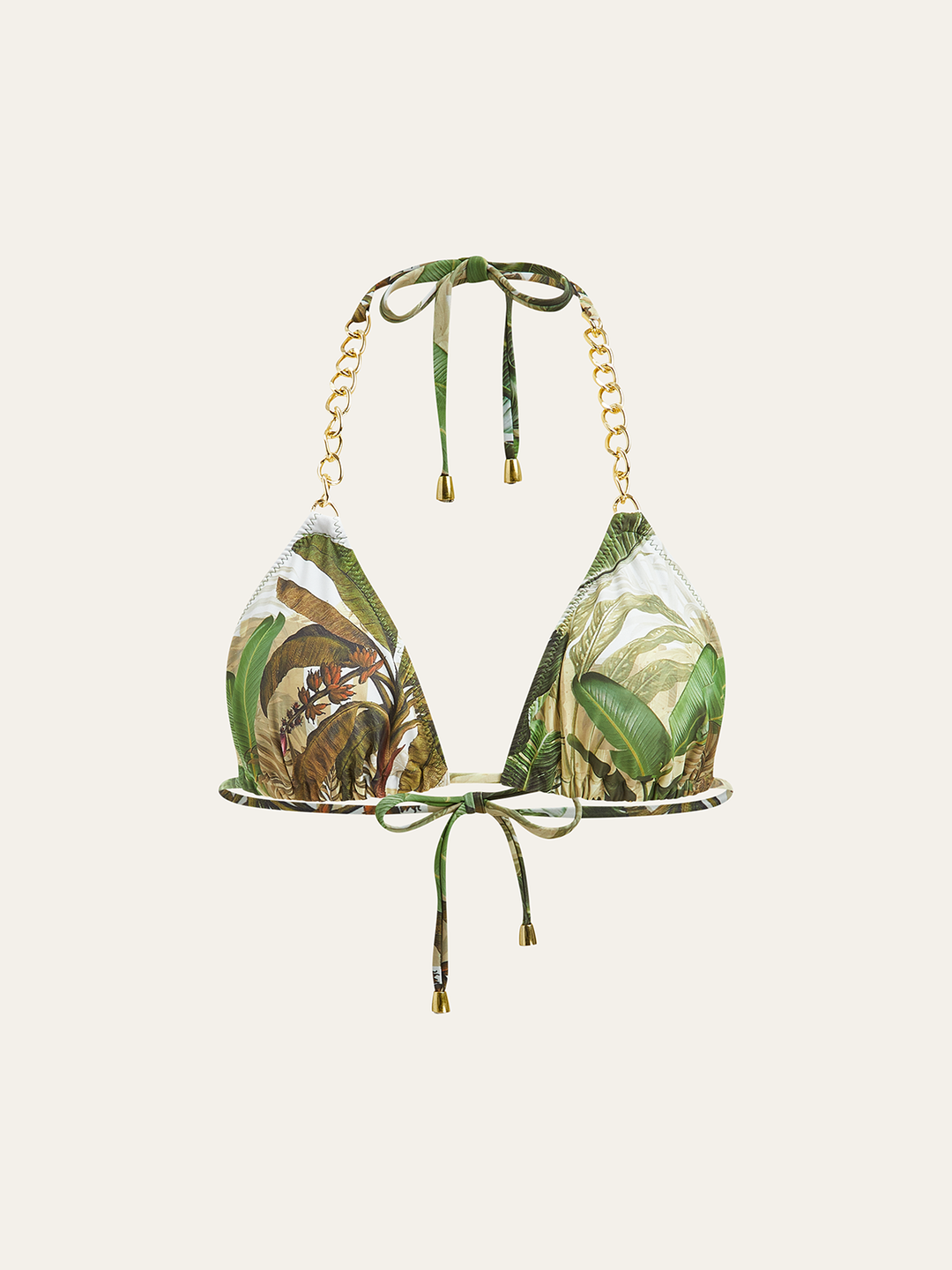 Bedruckte Ketten-Träger Triangel Bikini-Oberteil