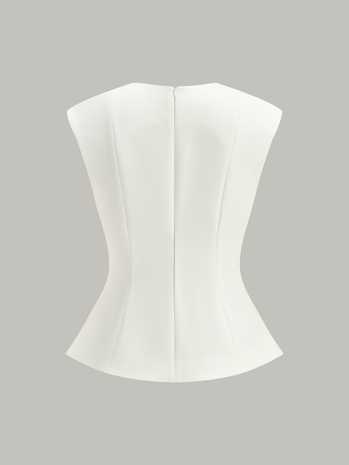 Ärmelloses Peplum-Oberteil mit Metallknöpfen