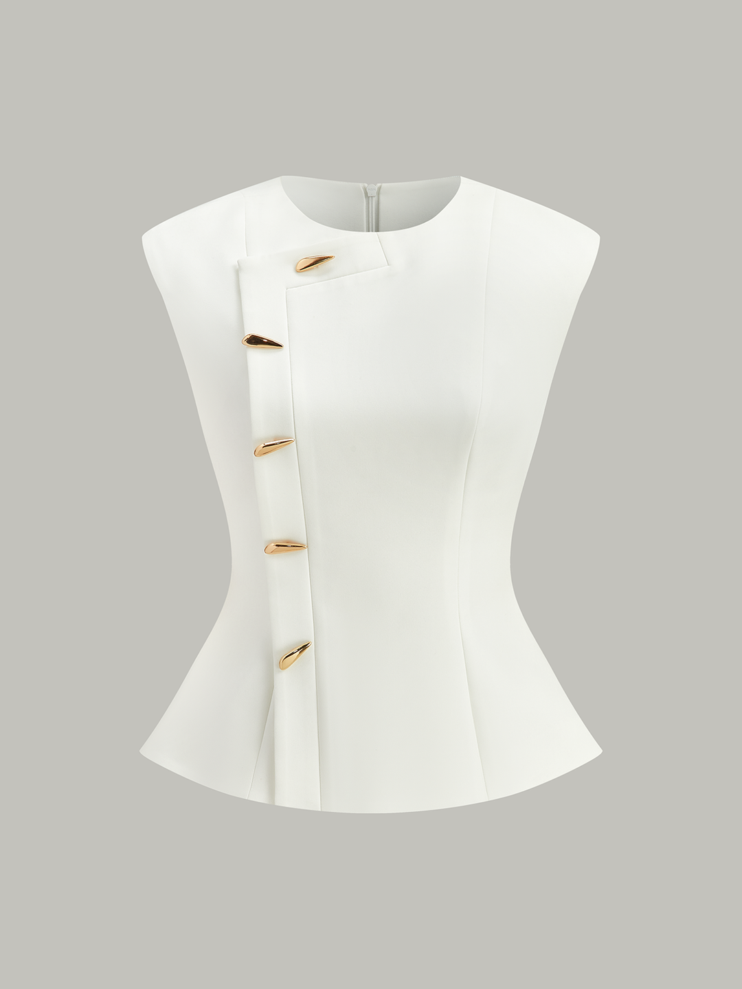 Ärmelloses Peplum-Oberteil mit Metallknöpfen