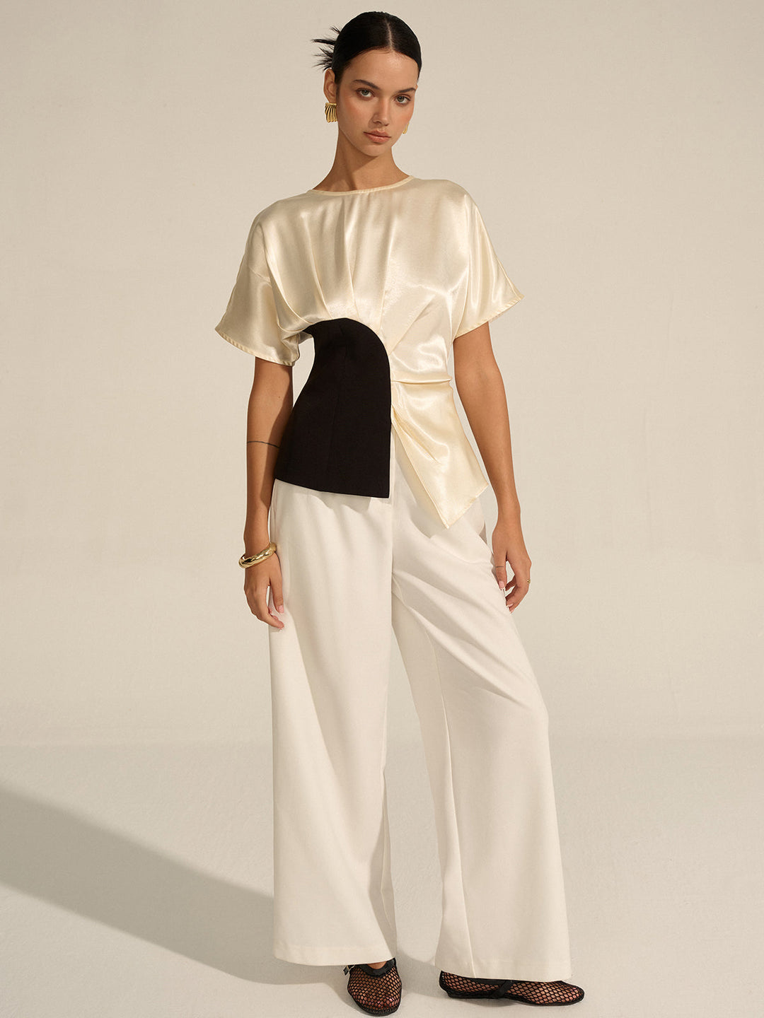 Asymmetrisches Colorblock-Oberteil