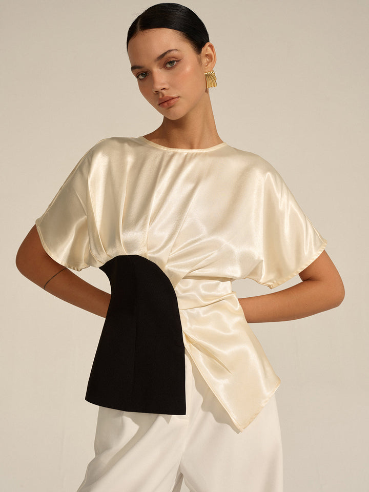 Asymmetrisches Colorblock-Oberteil
