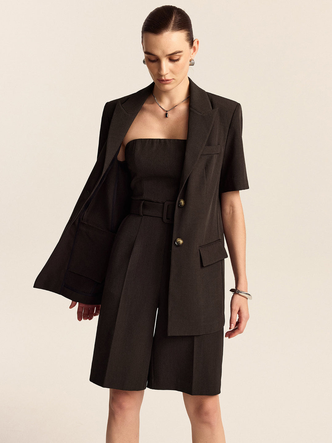 Oversized Blazer mit kurzen Ärmeln