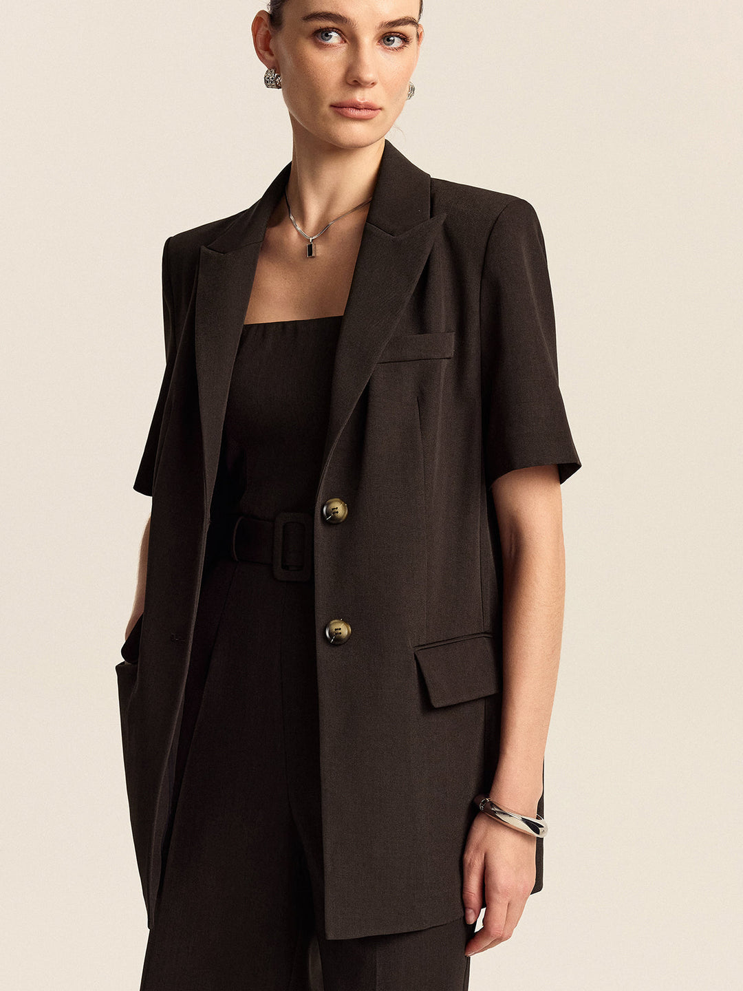 Oversized Blazer mit kurzen Ärmeln