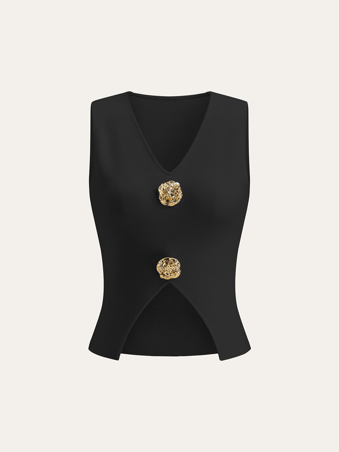 Metall-Detail Pullover-Weste mit V-Ausschnitt