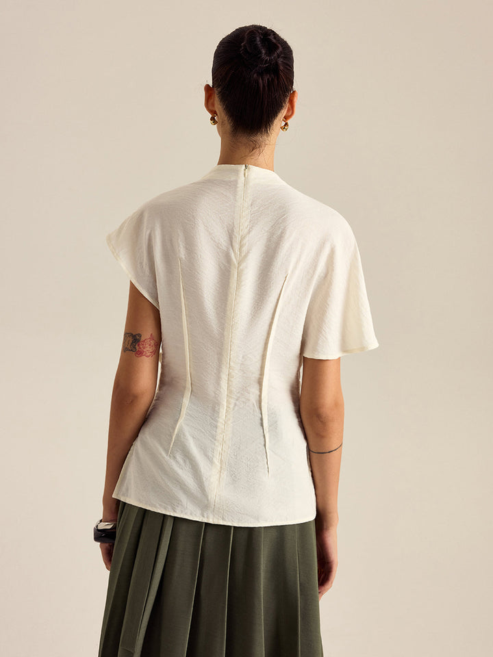 Drapierte Bluse mit Stehkragen