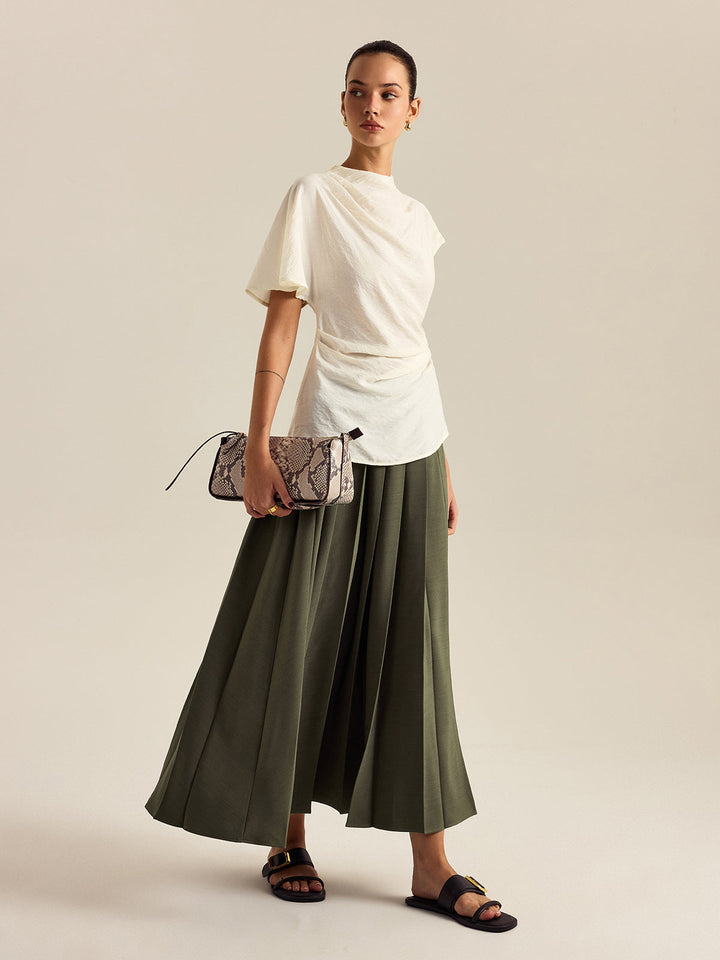 Drapierte Bluse mit Stehkragen