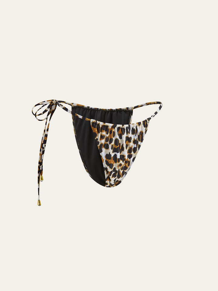 Leopardenmuster-Bikinihose mit Schnürung an der Seite