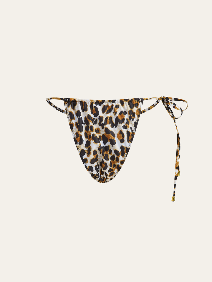 Leopardenmuster-Bikinihose mit Schnürung an der Seite