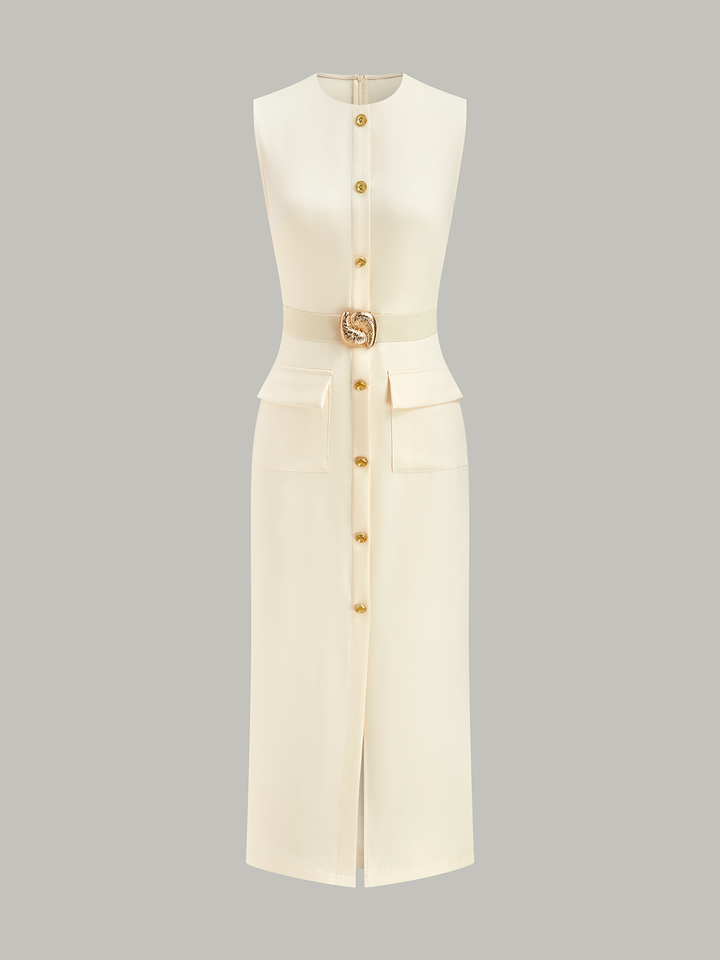 Kleid mit Knopfleiste und Gürtel