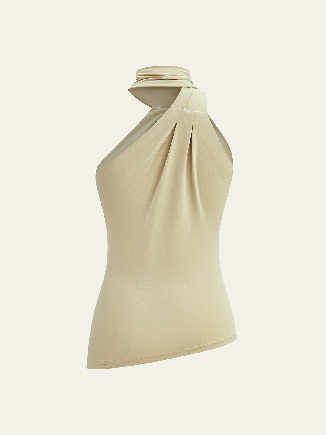 Asymmetrisches Neckholder-Oberteil mit Raffung