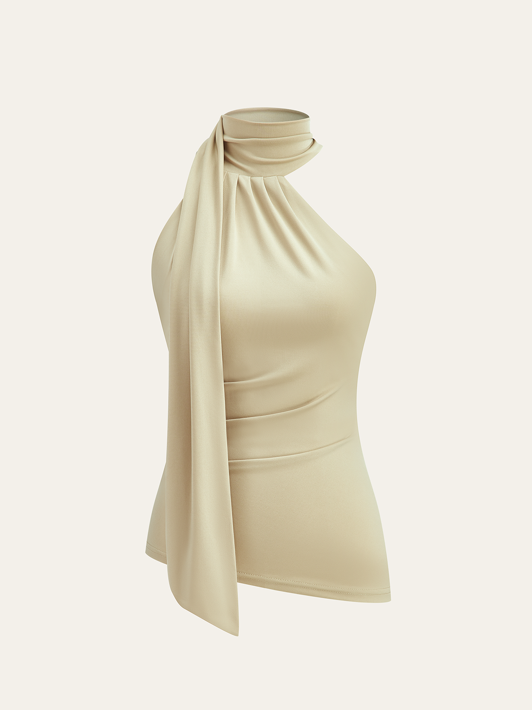 Asymmetrisches Neckholder-Oberteil mit Raffung