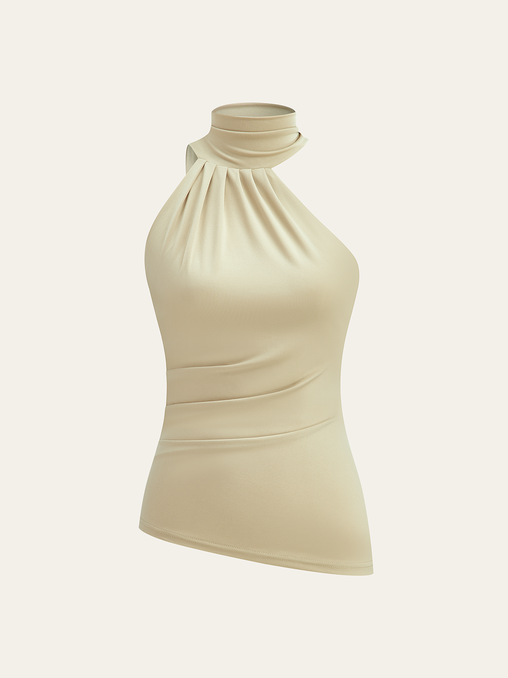 Asymmetrisches Neckholder-Oberteil mit Raffung