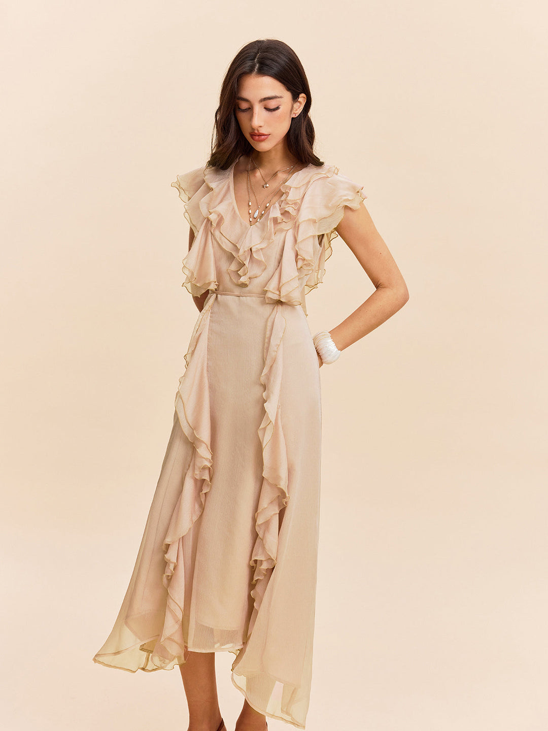 Kleid mit Rüschenbesatz