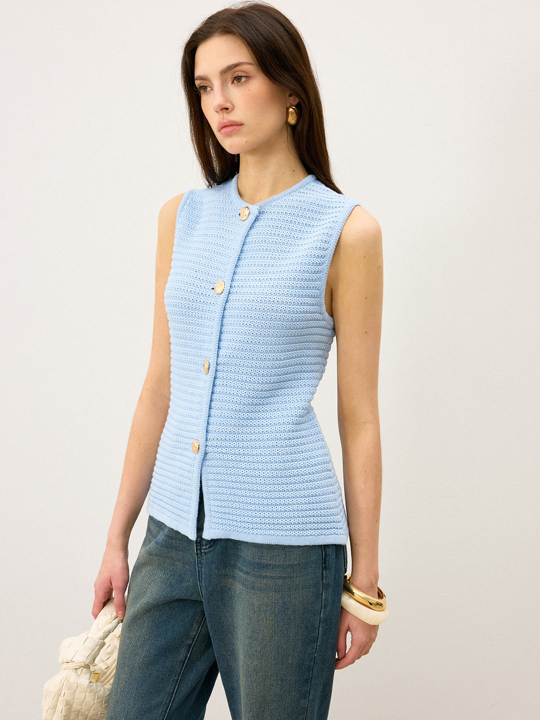 Button-Front Knit Vest