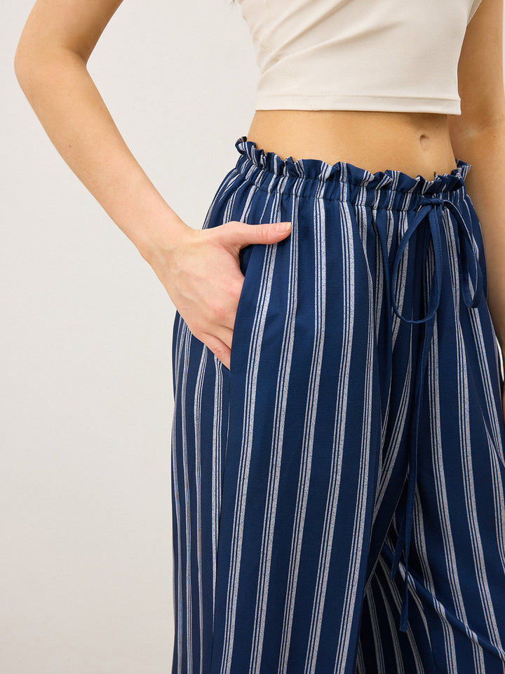 Gestreifte Marlenehose mit Kordelzug