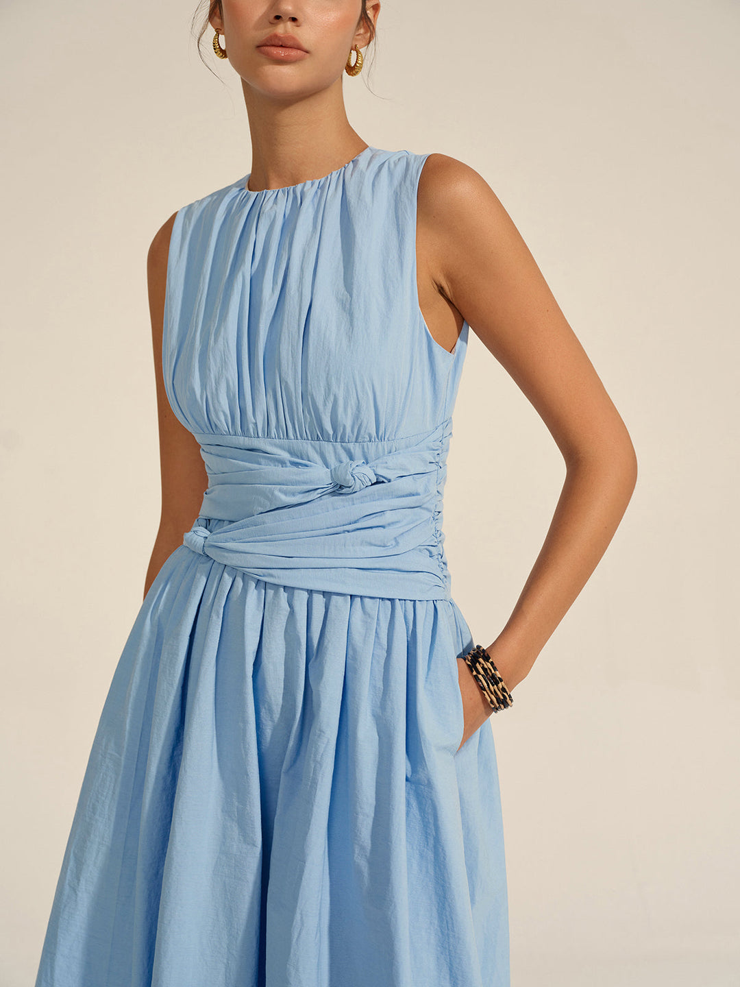 Maxikleid mit geraffter Taille