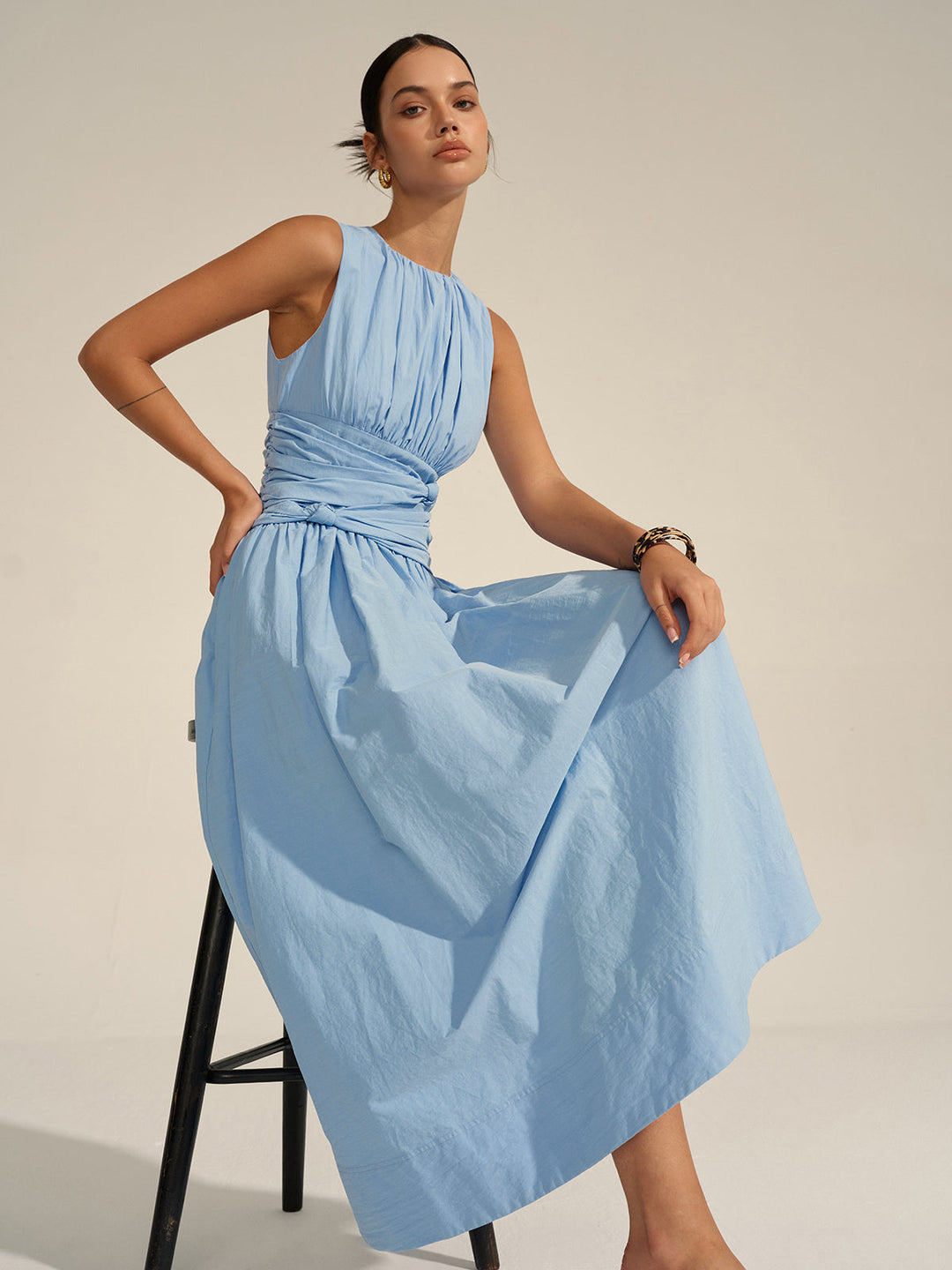 Maxikleid mit geraffter Taille